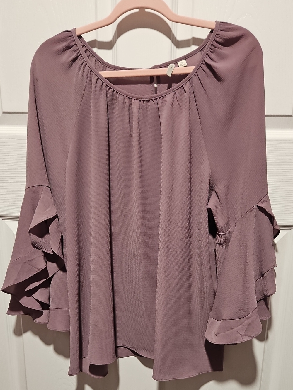 Cato Dusty Mauve Ruffled Sleeve Blouse